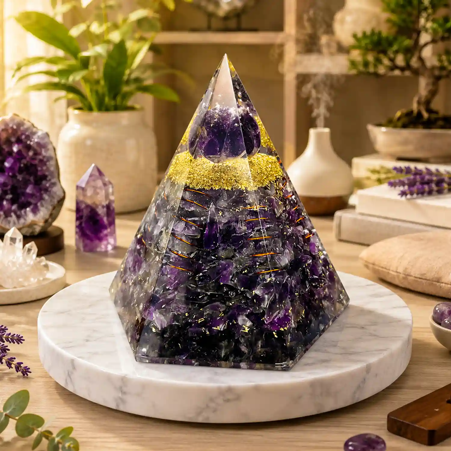 Amethyst Pyramid | Multicolour Amethyst Healing Pyramid